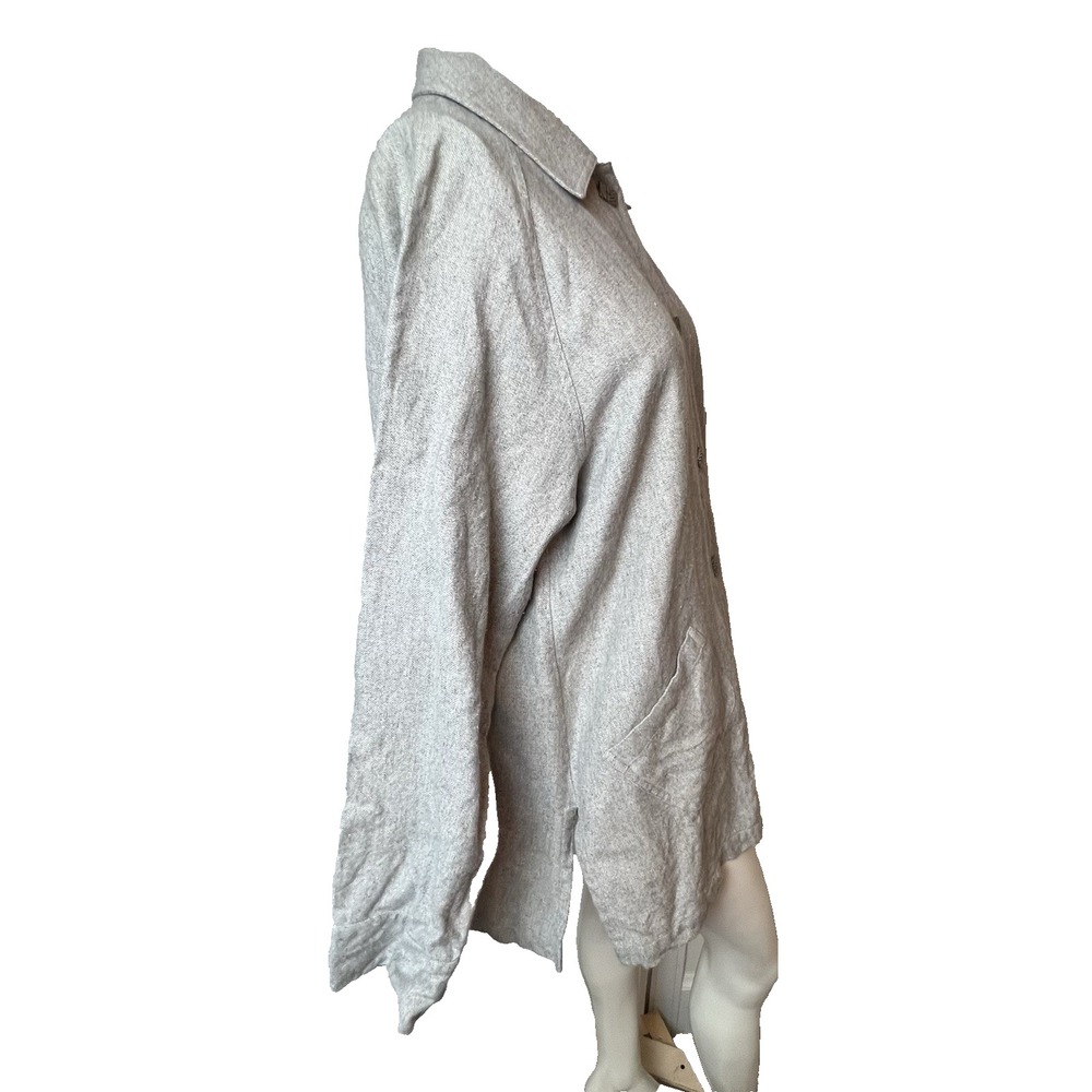 J. Jill Long Linen Jacket Lagenlook Pockets Cashmere Angora Blend Gray S - Picture 5 of 9